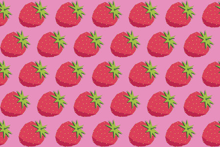 Illustration pattern, Abstract of strawberry fruit on pink background.のイラスト素材