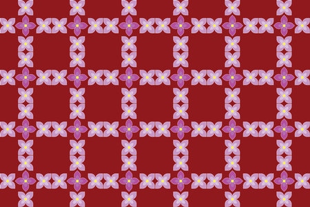 Illustration pattern, Repeating of abstract pink flower on red background.のイラスト素材