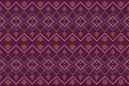 Abstract geometric ethnic oriental ikat purple tones seamless pattern traditional design for...