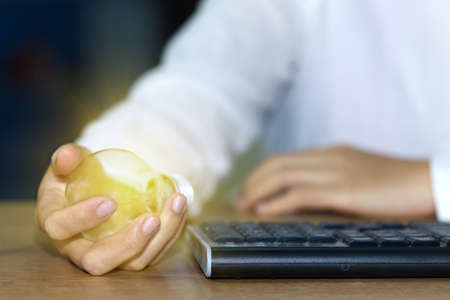 Concept ideas and light bulbs with connecting wires. Business people show new ideas by using innovative technology and creativity.の写真素材