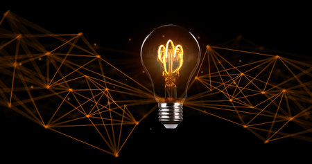 Light bulbs and the use of abstract geometric shapes and leading lines in web banners and landing...