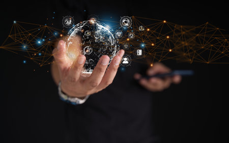 analytical concepts and strategies business growth analysis quality control set goals, solutions, work steps Increase efficiency and innovation in global networked organizations.の写真素材