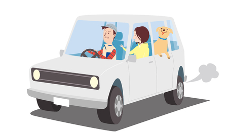 SUV drive isolated illustration on white backgroundのイラスト素材