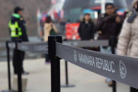 2018-12-02 Nami Island, South KoreaNaminara republic Sign for ferry to Nami island seoul, south...
