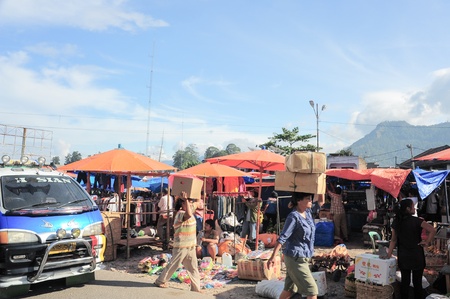 Outdoor market at Lake Toba Parapat Indonesiaのeditorial素材