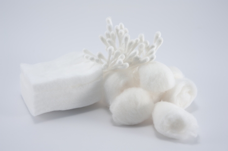 Close up 3 kinds of cotton on white background