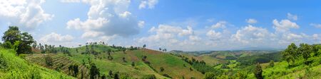 Panoramic view of mountain range in northern thailandの写真素材