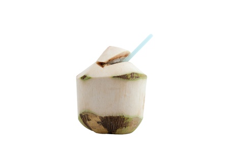 Pure Coconut Water on white backgroundの写真素材