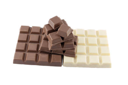 Many Types of Chocolate Bar on White Background