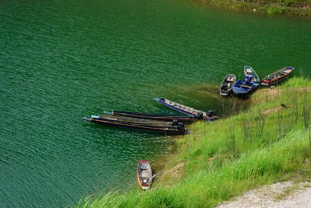 Traditional fishing boat on the lake.の写真素材