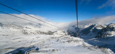snow and ski lift in Switzerland Alpsの写真素材