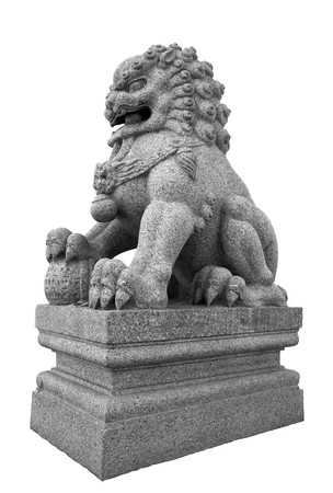 Stone Lion sculpture, symbol of protection & power in Oriental Asia especially Chinaの写真素材