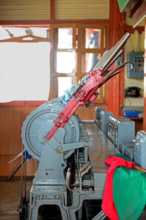 switch control tracks at the railway stationの写真素材