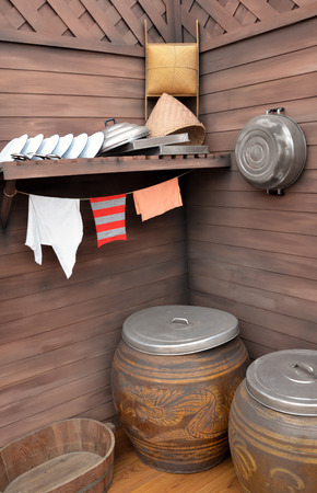 wooden kitchen in rustic styleの写真素材