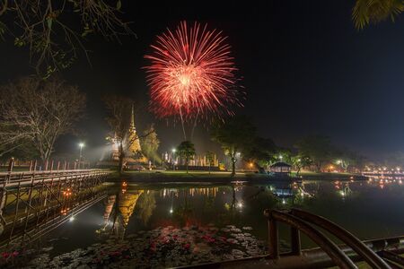 firework lightsound at sukhothai nation park,thailandの写真素材