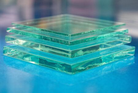 Glass Factory produces a variety of transparent glass thicknesses.の写真素材