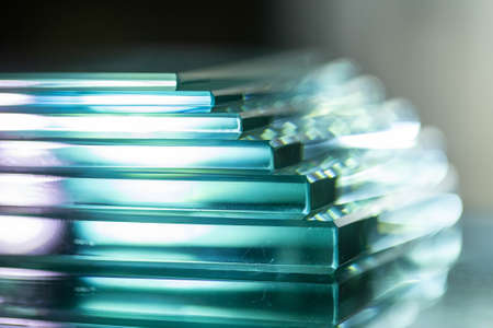 Glass Factory produces a variety of transparent glass thicknesses.の写真素材