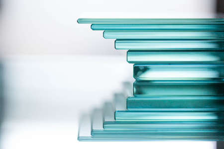 Glass Factory produces a variety of transparent glass thicknesses.の写真素材