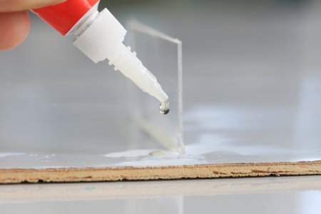 Close-up hot glue Glue that attachesの写真素材