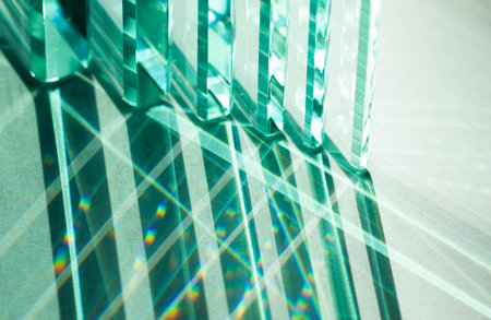 Light beam through glass, lines, background