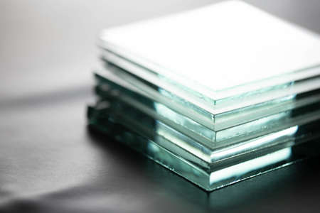 Glass Factory produces a wide variety of thick clear glass. Apply to buildings and residencesの写真素材