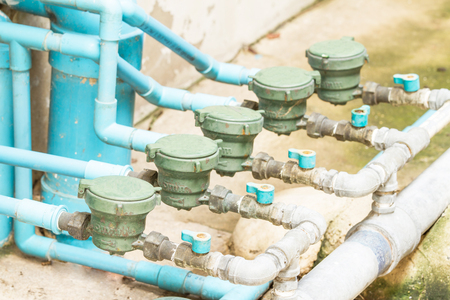 Water meter and pipesの写真素材