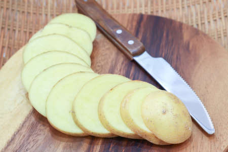 Raw potato slices.の写真素材