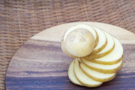 Raw potato slices.の写真素材