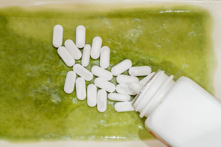 Drugs and white bottle.の写真素材