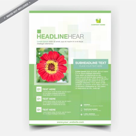Front cover of a modern business brochure layout or flyer template, poster, magazine, annual report, book, booklet with green design. Size A4のイラスト素材