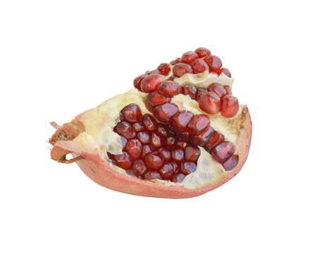 pomegranate slice on white background, close-upの写真素材