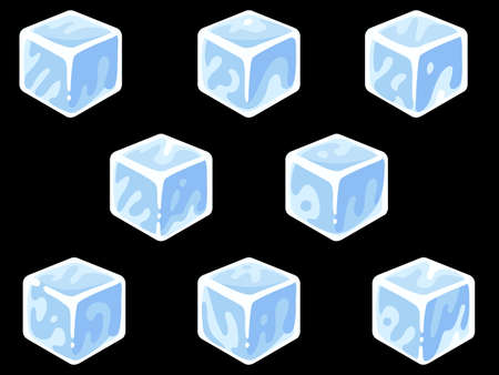 Ice cubes illustration icon set (for colored backgrounds)のイラスト素材
