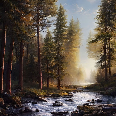 Illustration of a Beautiful Forest Trailの写真素材