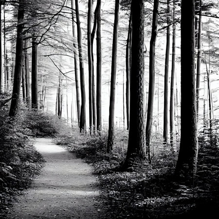 A trail in the secret woodsの写真素材