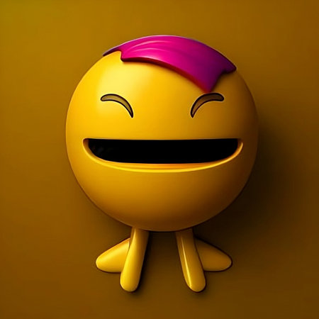 3D emoji of a happy smiley face, emoticon, illustration of funny expression, facial smiley icon, generative aiの素材