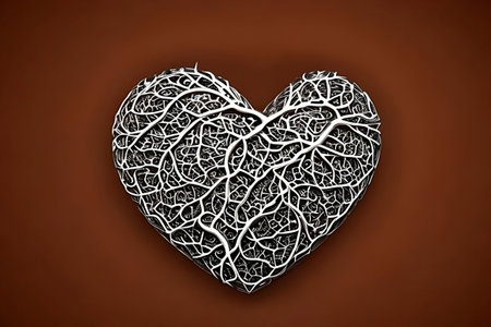 Illustration of a red valentine heart icon, love day symbol, romance holiday celebration, hd wallpaper, generative aiの素材