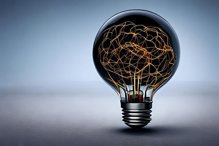 Strategy idea for business plan, brain inside of a light bulb, success, efficiency, creativity, thinking concept, generative aiの素材