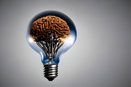 Strategy idea for business plan, brain inside of a light bulb, success, efficiency, creativity, thinking concept, generative aiの素材