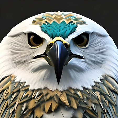 Beautiful Eagle head portrait on a black background. 3d rendered illustration, wildlife predator bird closeup, generative aiの素材