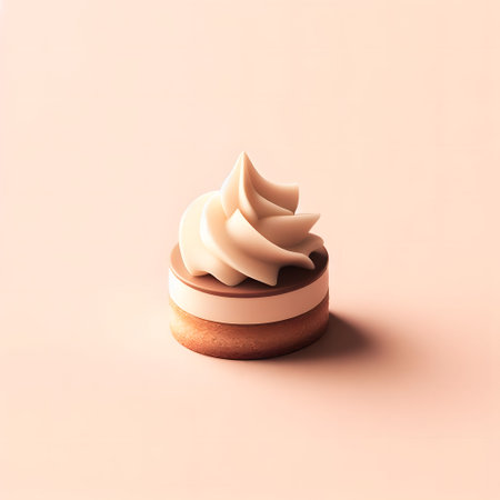 Cream cake on a pastel pink background, tasty sweet bakery, 3d minimalist closeup view,  generative aiの素材