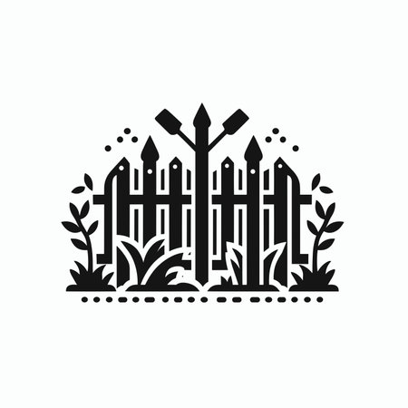 Garden fence icon. Flat illustration of wooden garden fence vector icon for home garden, element, generative aiの素材