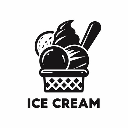Ice cream icon. ice cream vector icon. ice cream logo, food element design black and white, generative aiの素材