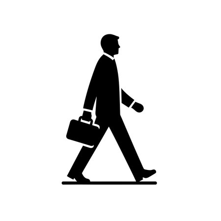Silhouette of businessman walking with a briefcase, businessman employee Vector illustration, generative aiの素材