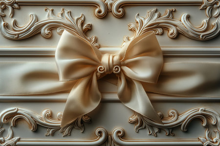 Luxury golden bow tie on an old door, close upの素材