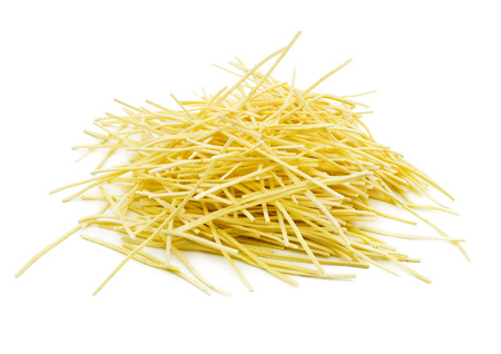 A portion of pasta noodles isolated on whiteの写真素材