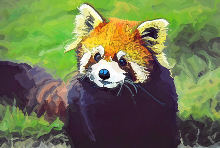 Illustration of a red panda (Ailurus fulgens)