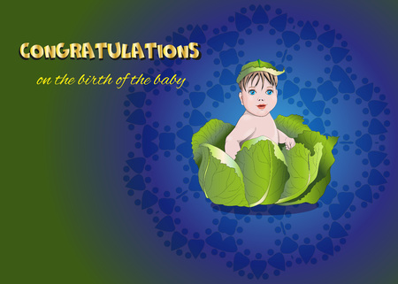 A small child who sits in the cabbage. Vector illustrationの写真素材