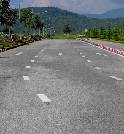 Nice day on the road in thai countryの写真素材