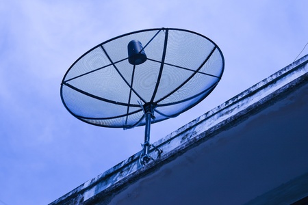 Satellite dish on cloud backgroundの写真素材