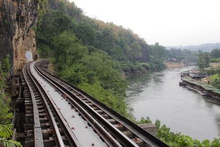 Rail travel in Kanchanaburi province is called Death Railway, Thailandの写真素材